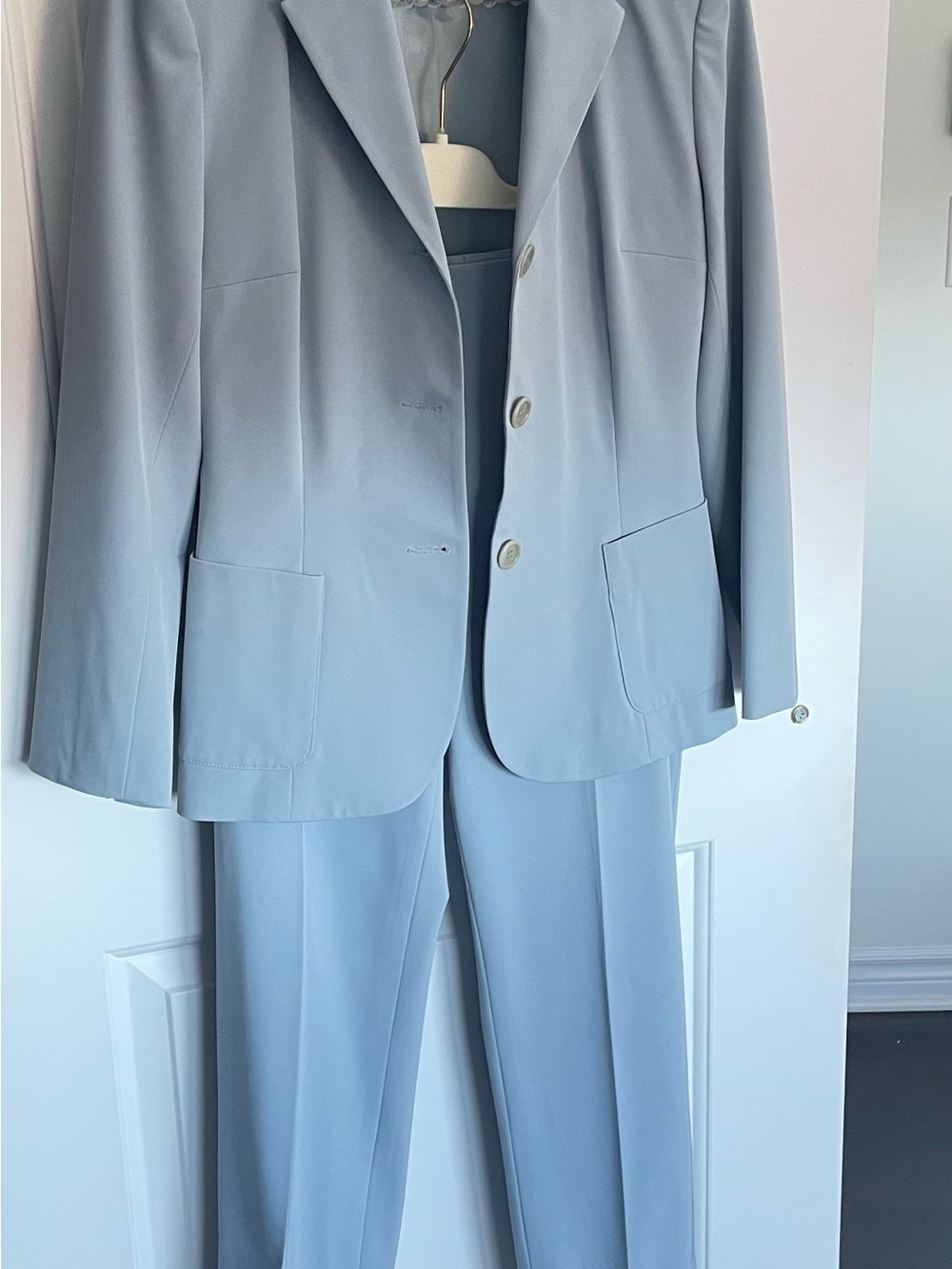 Holt Renfrew Studio Tailored Light Blue Women's Suit Blazer & Trouser